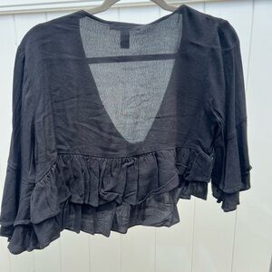 Forever 21 Charcoal Sheer Blouse